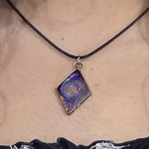 Artistic Purple and Gold Pendant Necklace